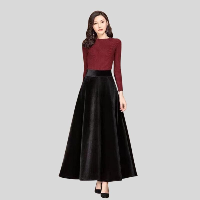 Jupe Velours Noire Femme