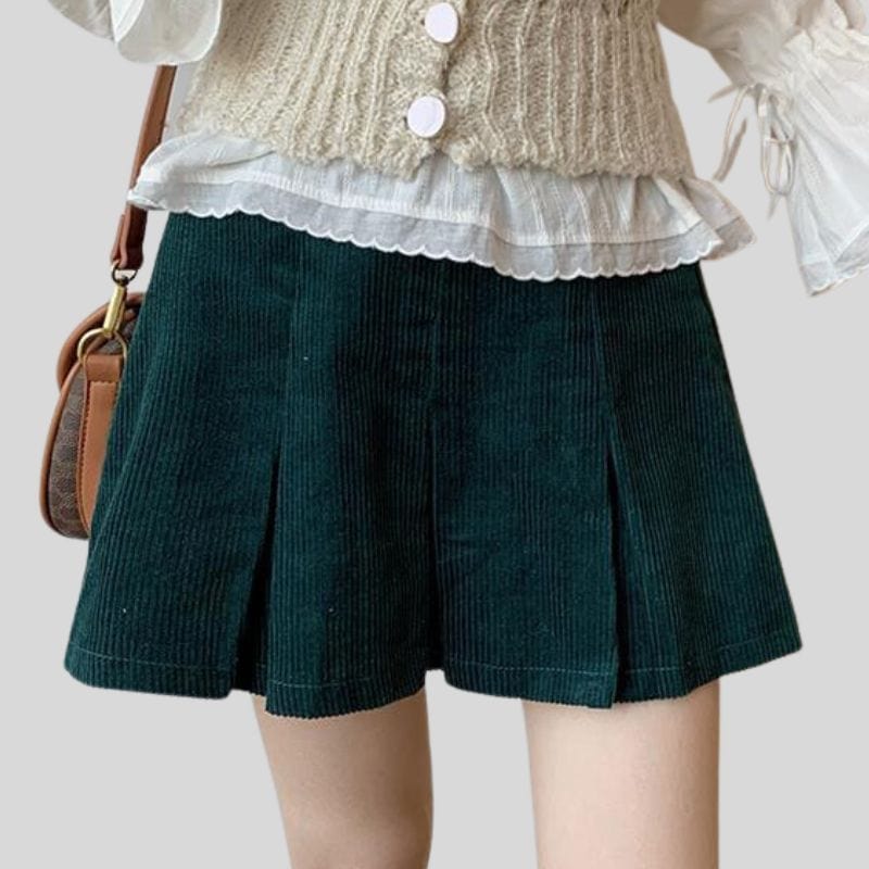 Jupe Velours Vert Sapin