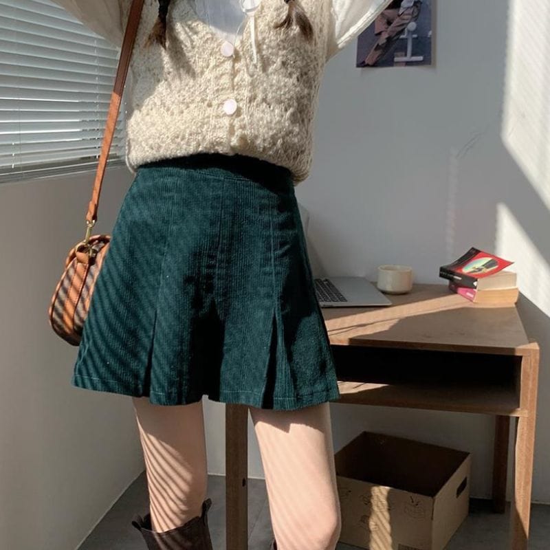 Jupe Velours Vert Sapin