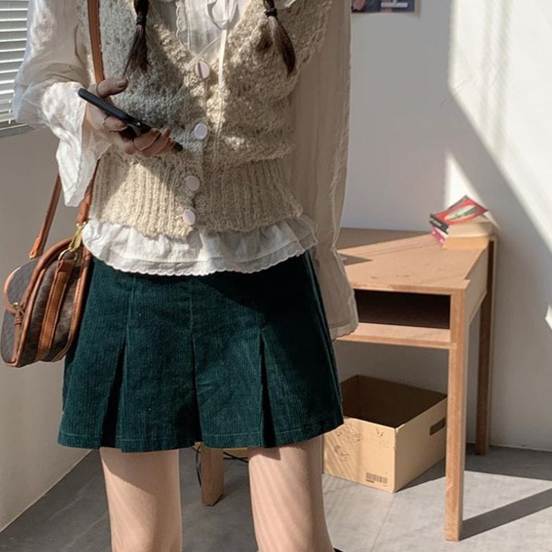 Jupe Velours Vert Sapin