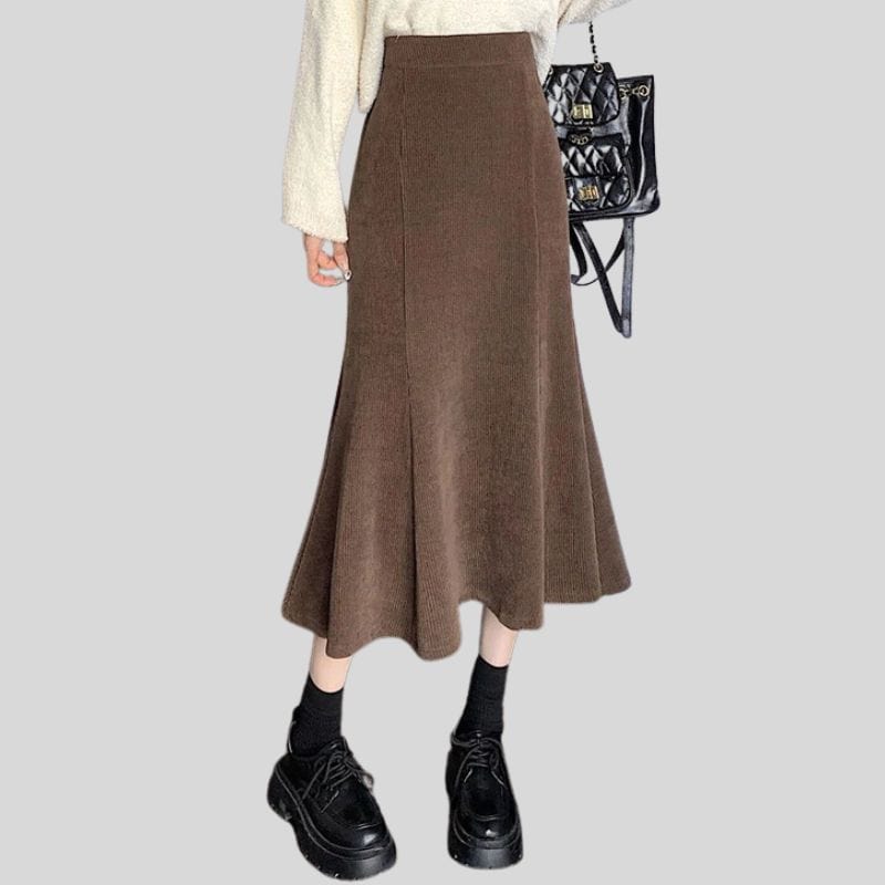 Jupe en Velour Cotelé