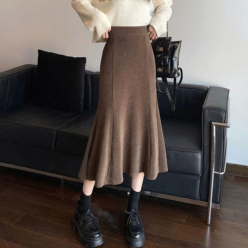 Jupe en Velour Cotelé