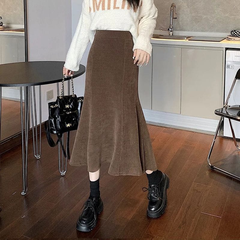 Jupe en Velour Cotelé