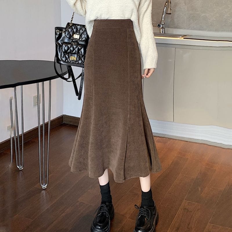 Jupe en Velour Cotelé