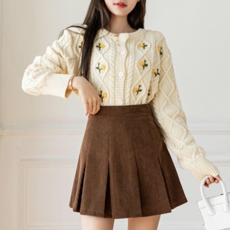 Jupe en Velours Marron