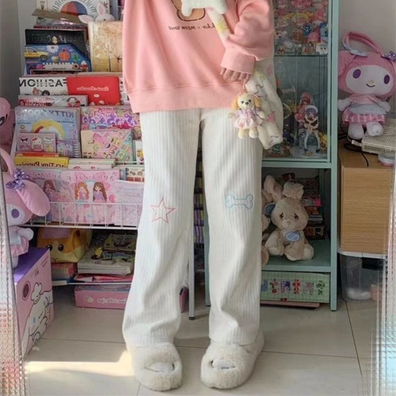 Pantalon Blanc Velours Femme