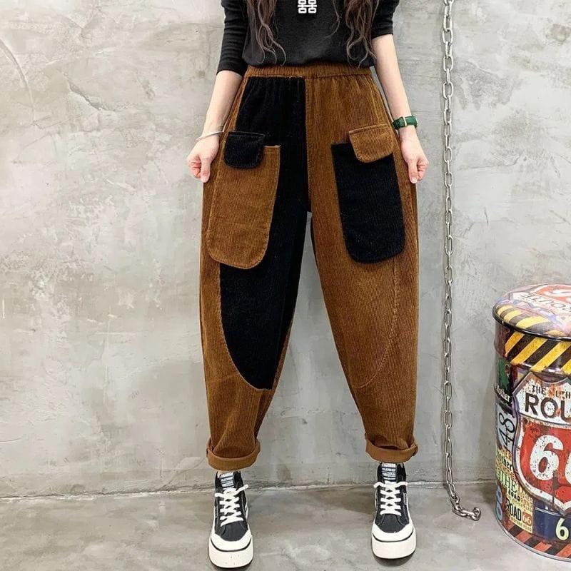 Pantalon Carotte Velours Femme