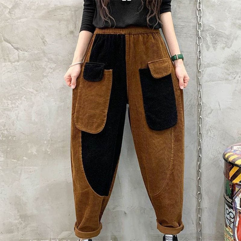 Pantalon Carotte Velours Femme