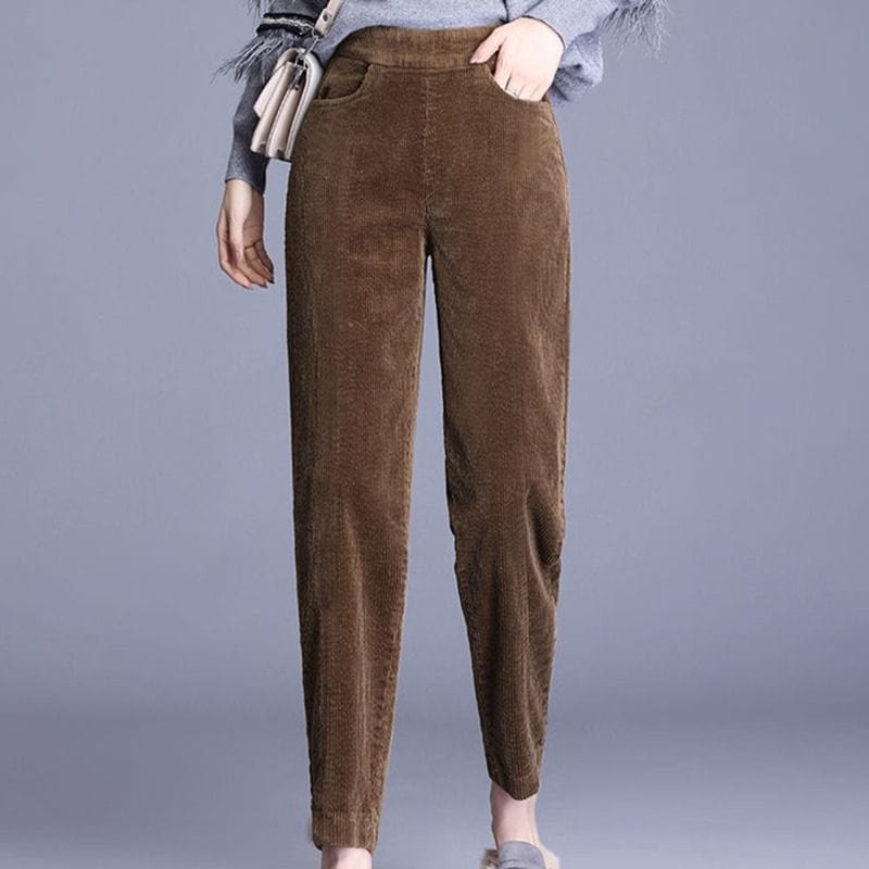 Pantalon Droit Velours Femme