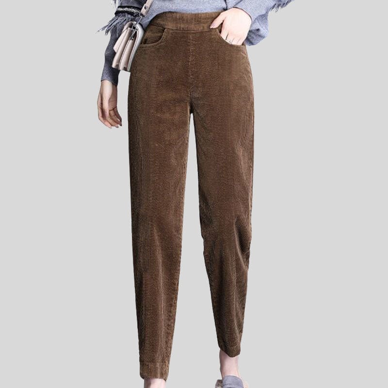 Pantalon Droit Velours Femme