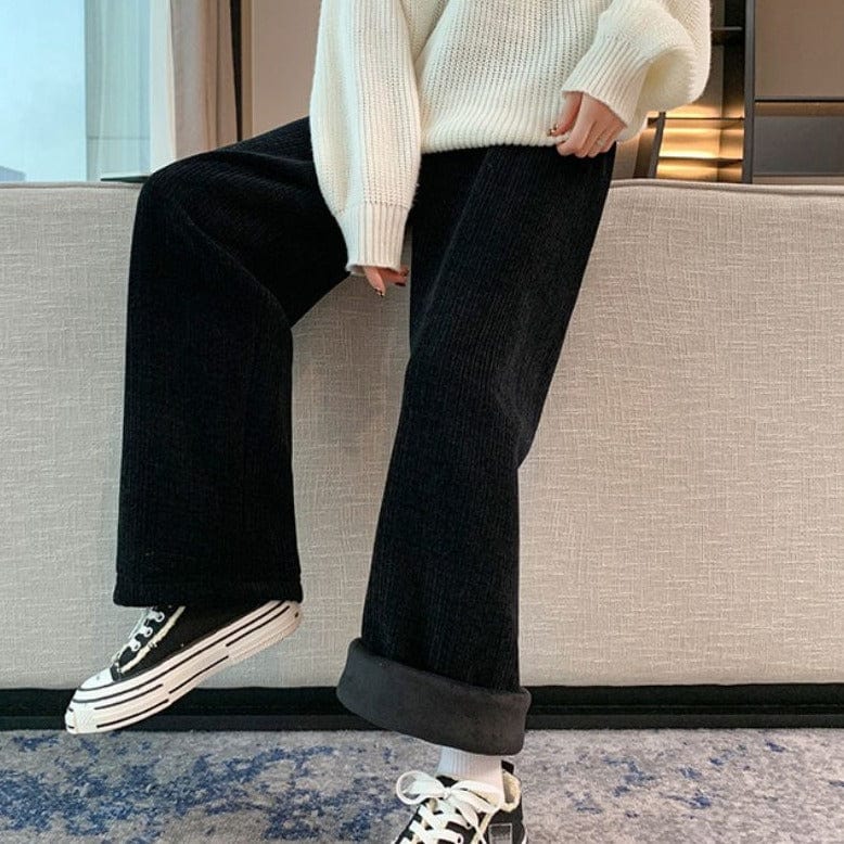 Pantalon Large Velours Cotelé Femme