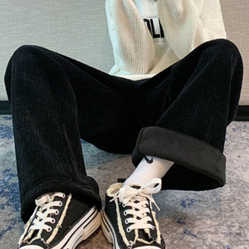 Pantalon Large Velours Cotelé Femme