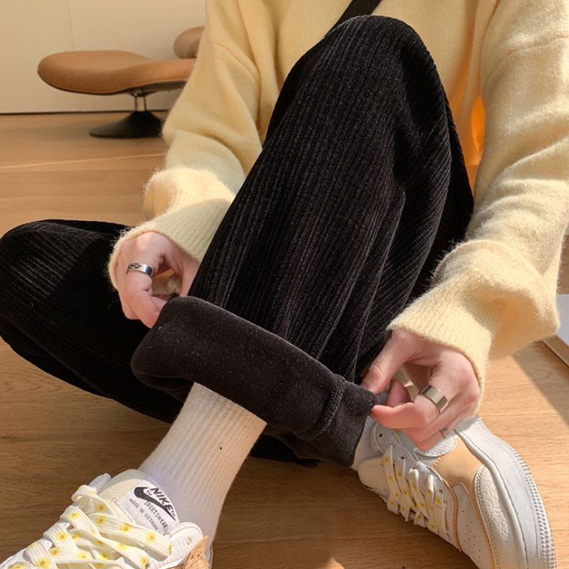 Pantalon Large Velours Cotelé Femme