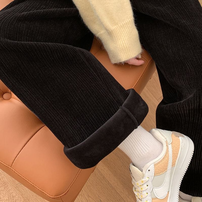 Pantalon Large Velours Cotelé Femme