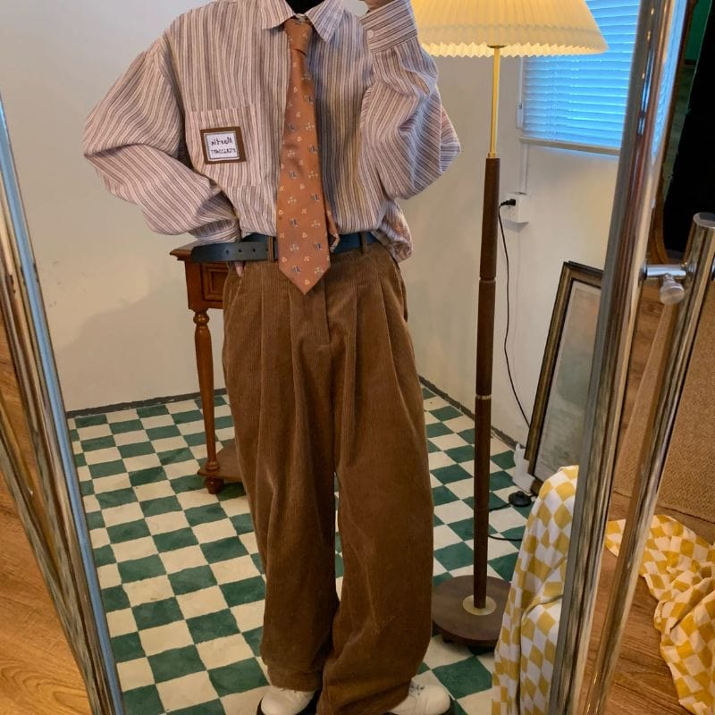 Pantalon Marron Velours Côtelé