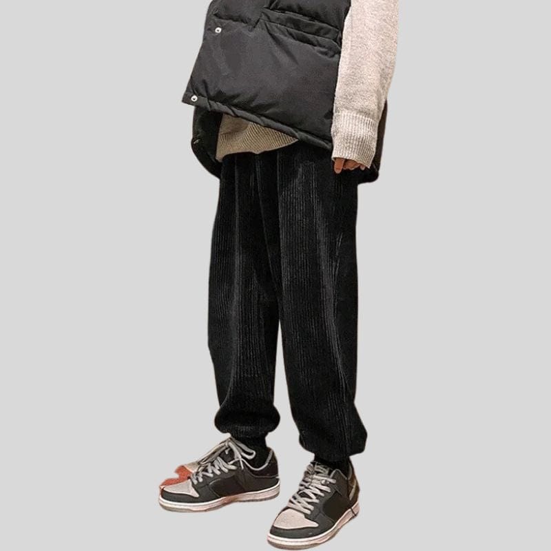 Pantalon Noir Velour Homme