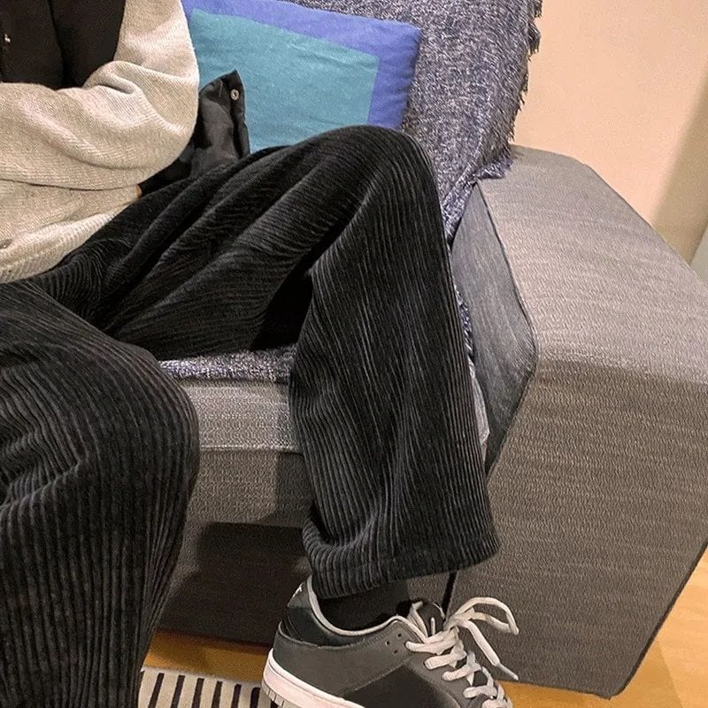 Pantalon Noir Velour Homme