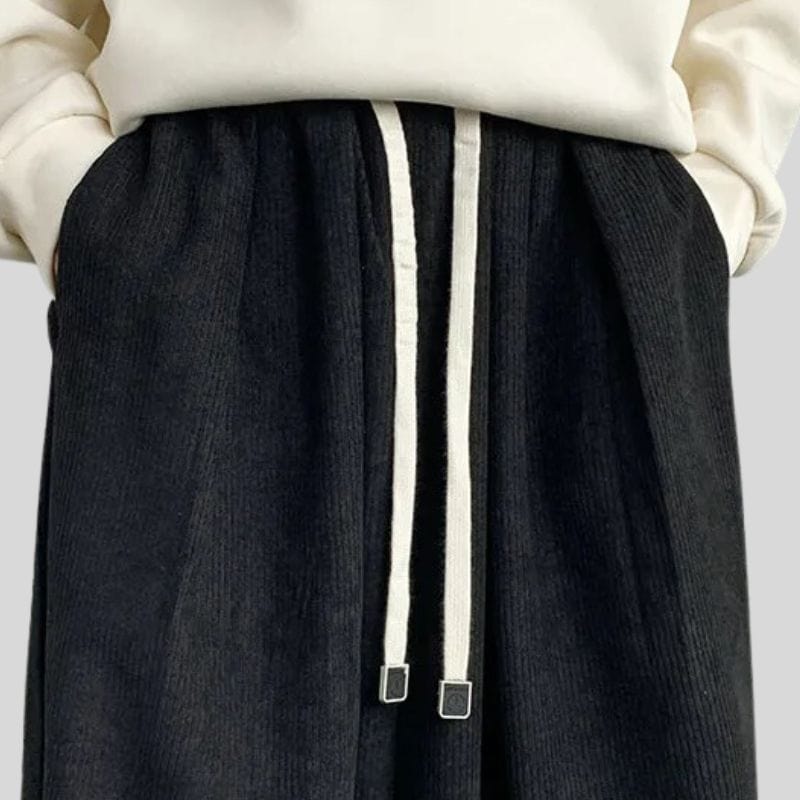 Pantalon Noir Velours Cotelé Homme