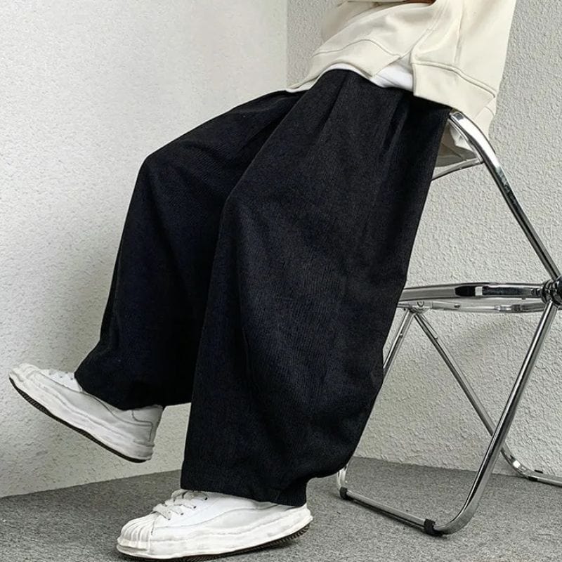 Pantalon Noir Velours Cotelé Homme