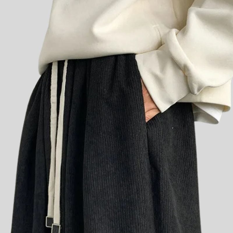 Pantalon Noir Velours Cotelé Homme