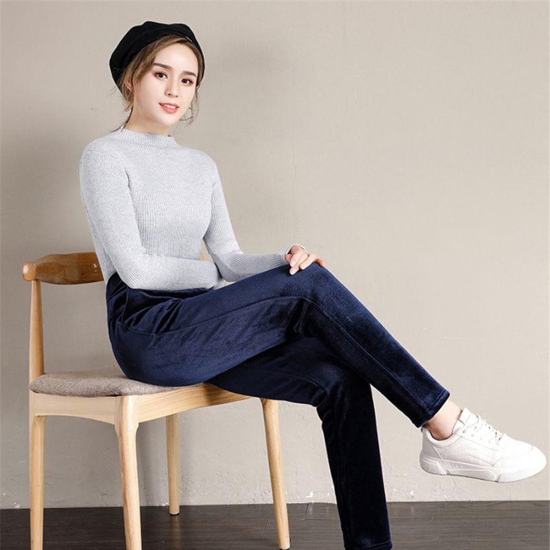 Pantalon Slim Velours Femme