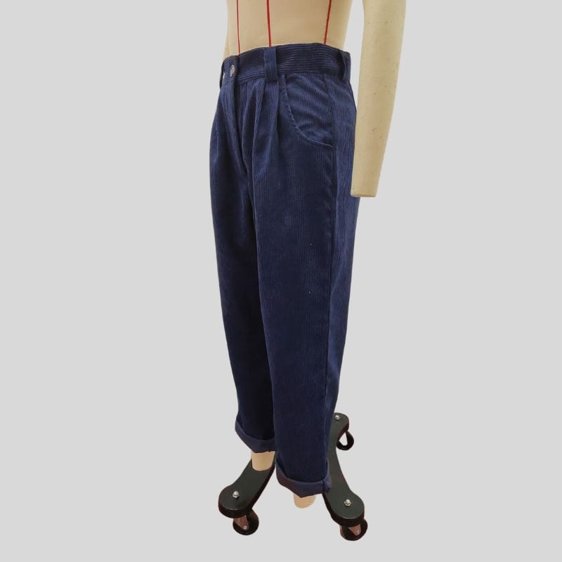 Pantalon Velour Bleu Femme
