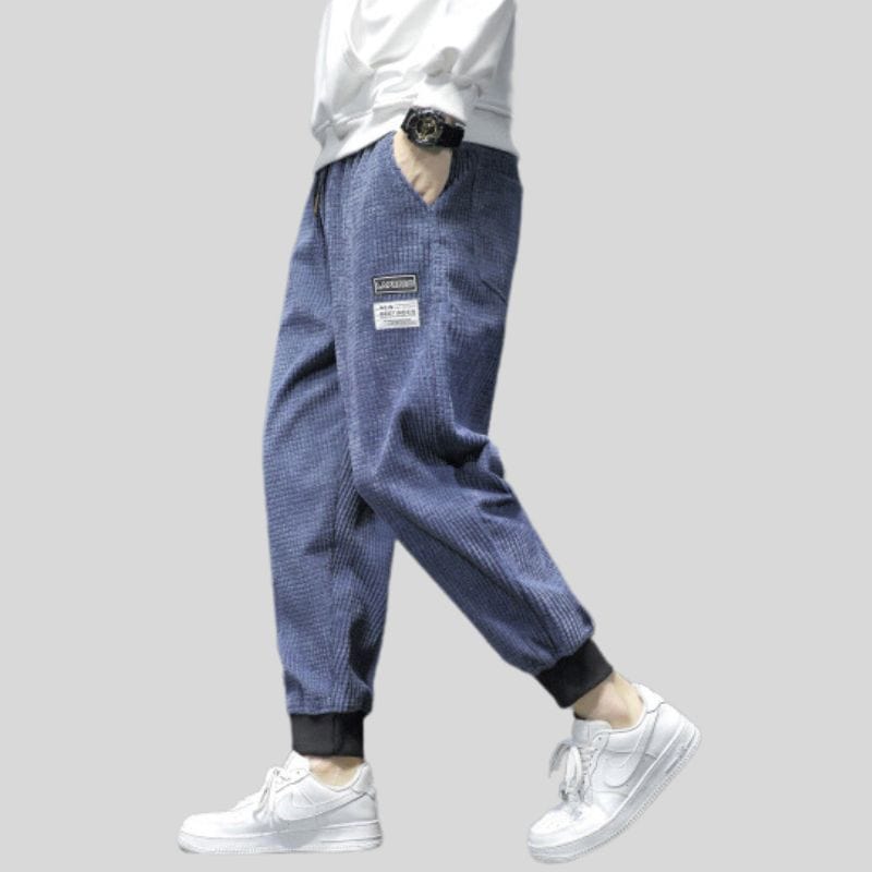 Pantalon Velour Bleu Homme