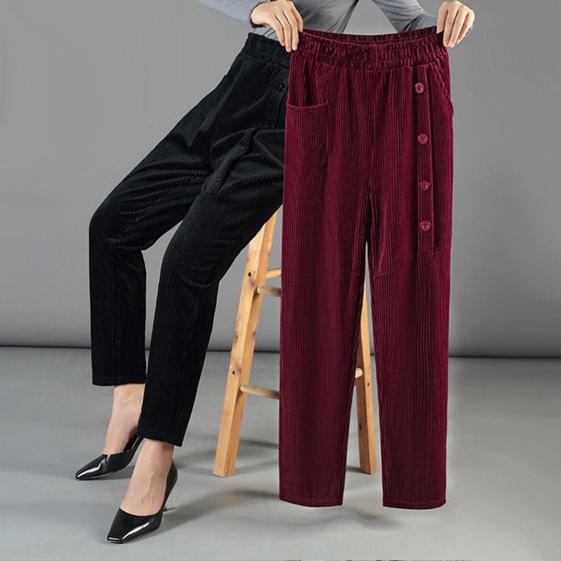 Pantalon Velour Bordeau Femme
