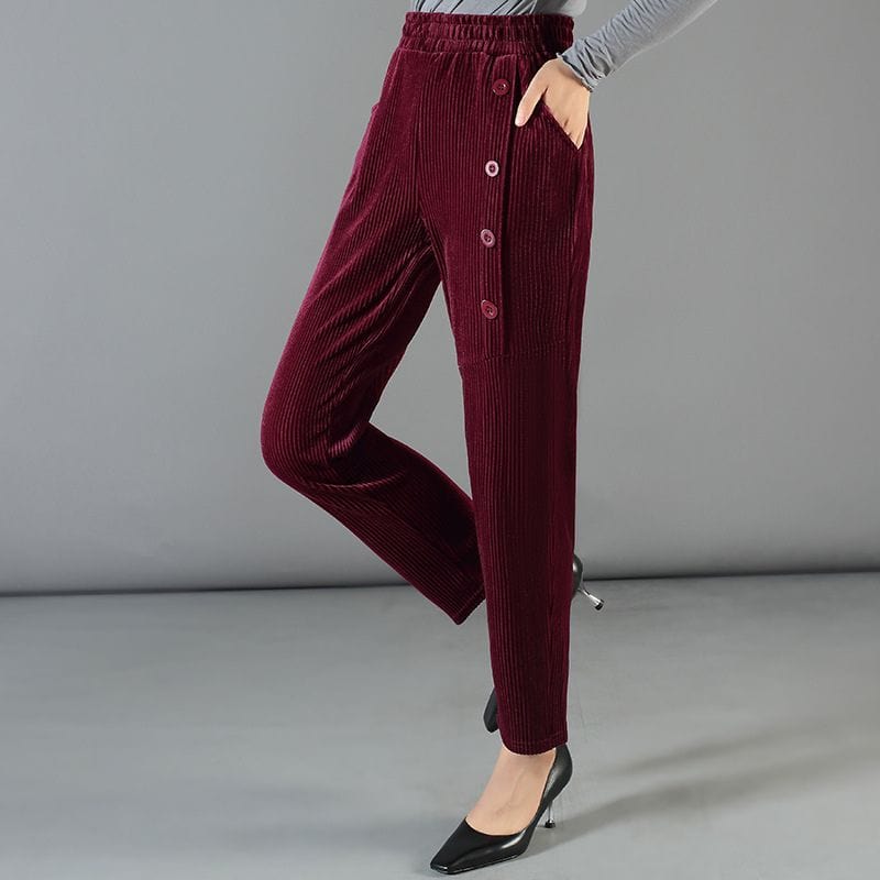 Pantalon Velour Bordeau Femme