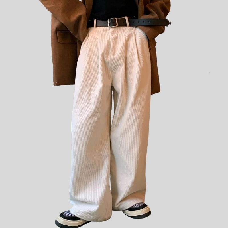 Pantalon Velour Cotelé Blanc