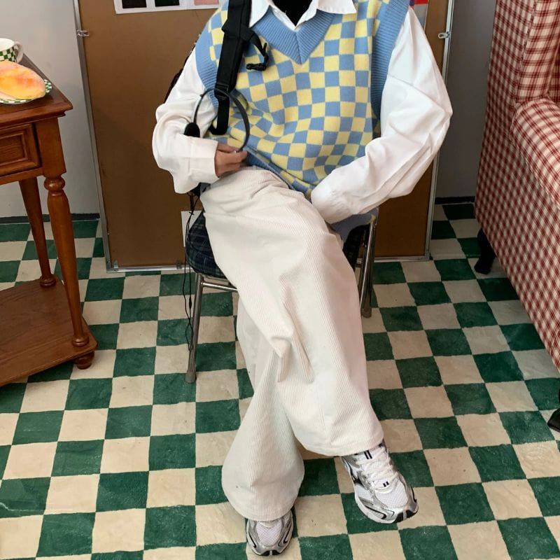 Pantalon Velour Cotelé Blanc