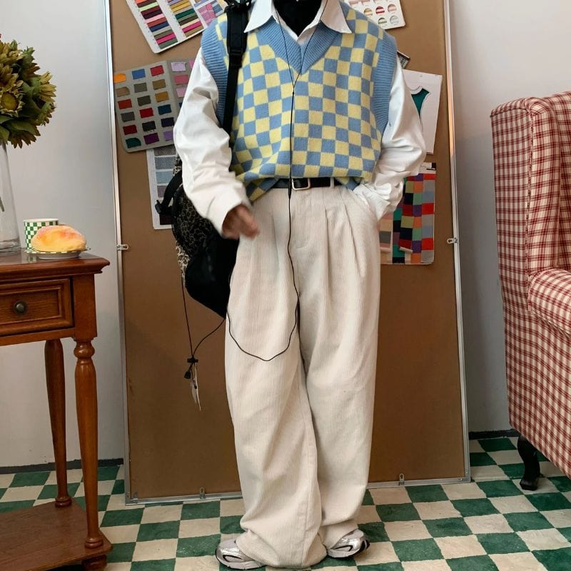 Pantalon Velour Cotelé Blanc