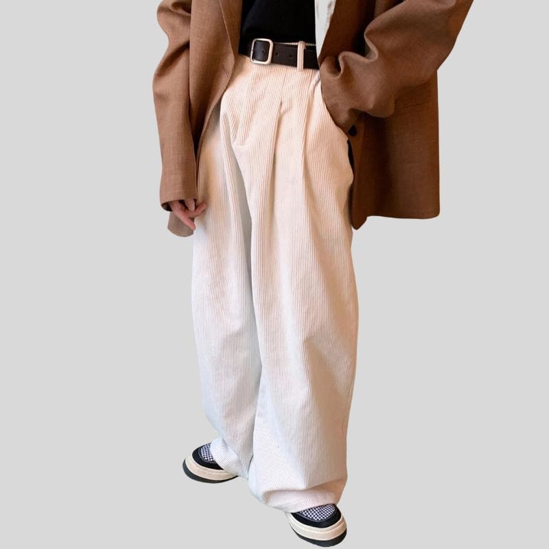 Pantalon Velour Cotelé Blanc