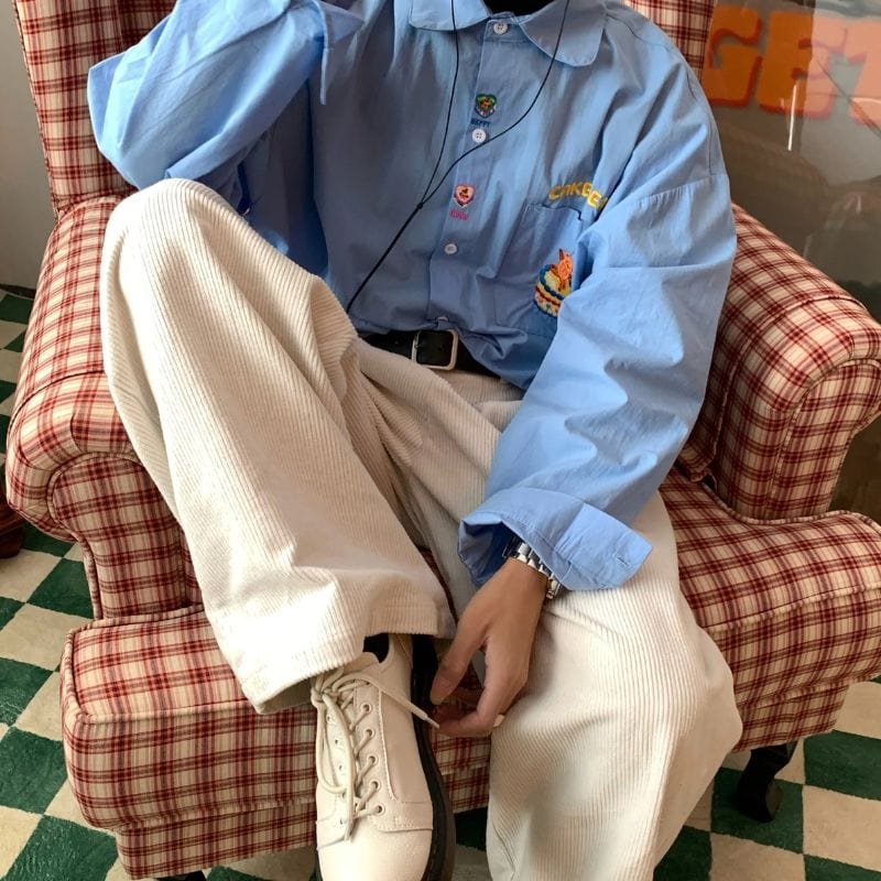 Pantalon Velour Cotelé Blanc