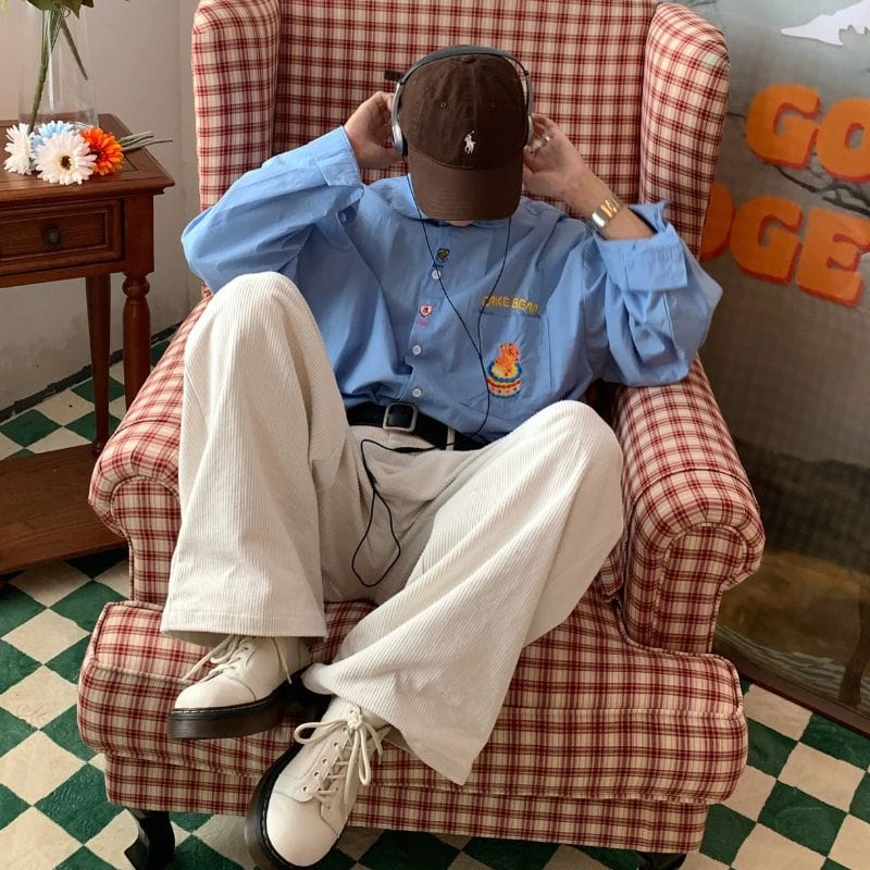 Pantalon Velour Cotelé Blanc