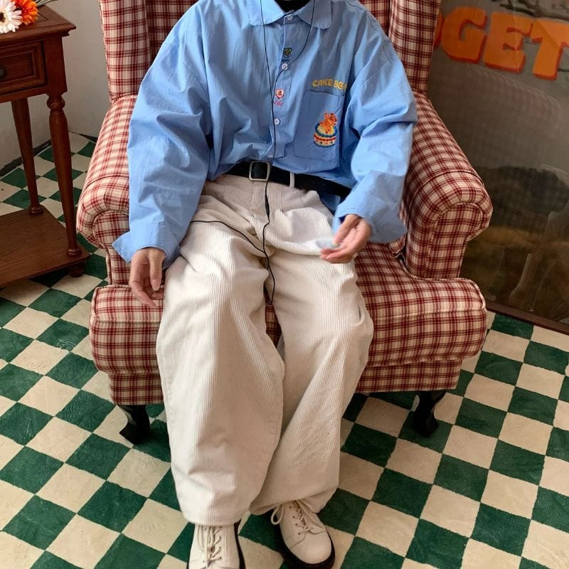 Pantalon Velour Cotelé Blanc