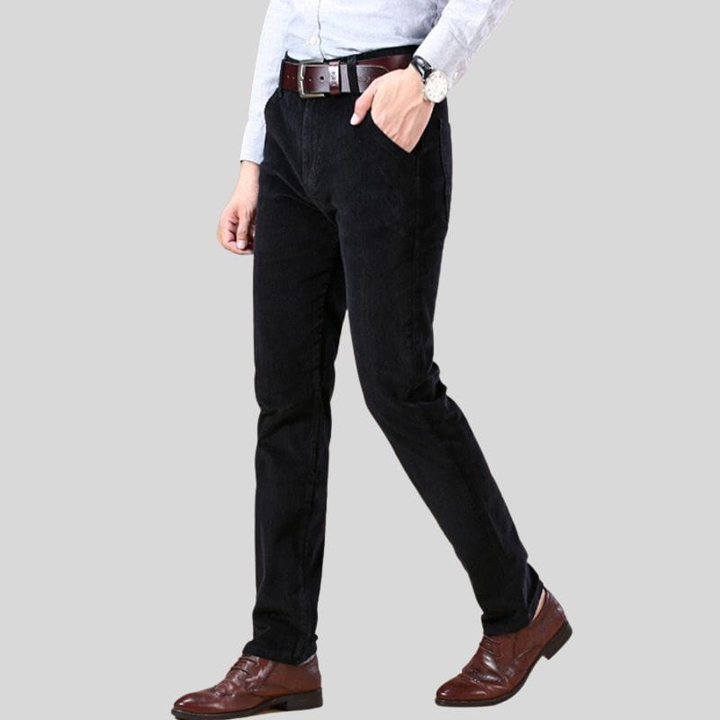 Pantalon Velour Cotelé Noir Homme