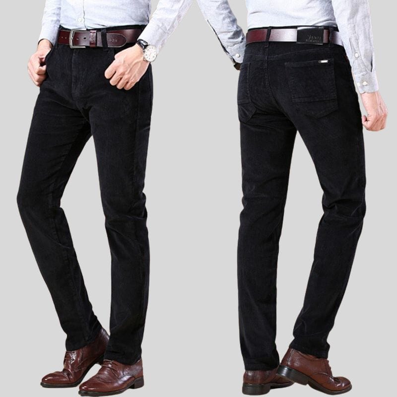 Pantalon Velour Cotelé Noir Homme