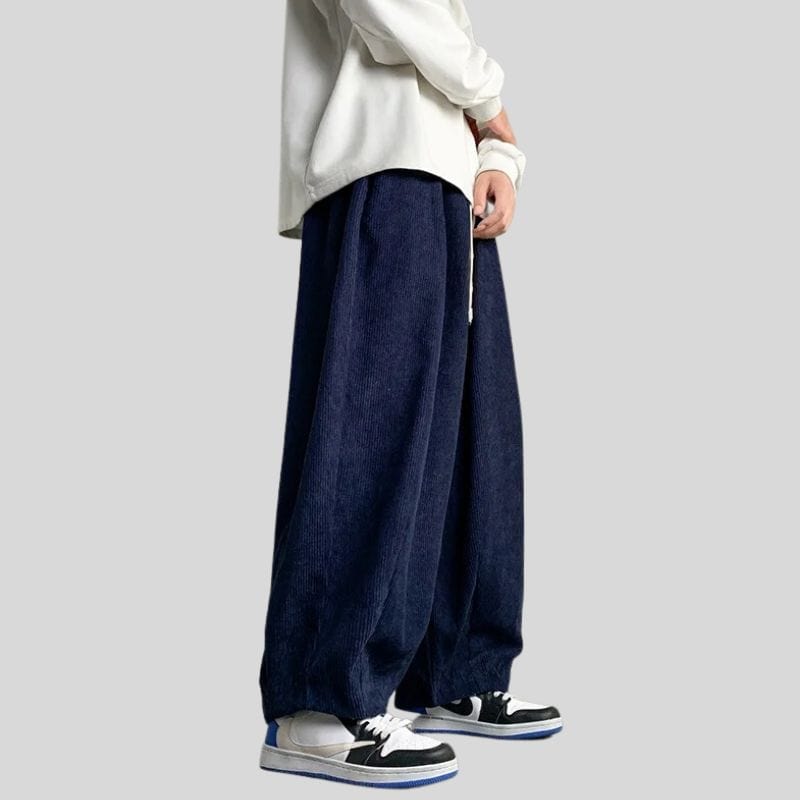 Pantalon Velour Homme Bleu Marine