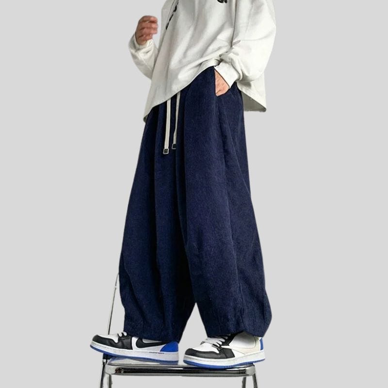 Pantalon Velour Homme Bleu Marine