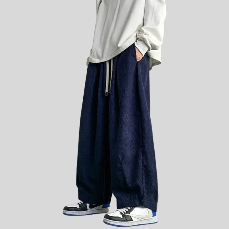 Pantalon Velour Homme Bleu Marine