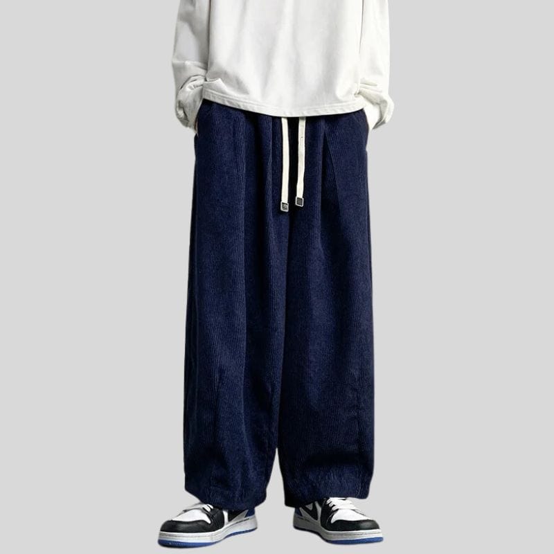 Pantalon Velour Homme Bleu Marine