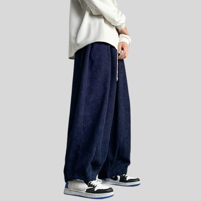 Pantalon Velour Homme Bleu Marine