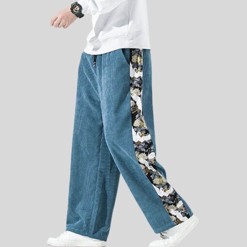 Pantalon Velour Homme Bleu