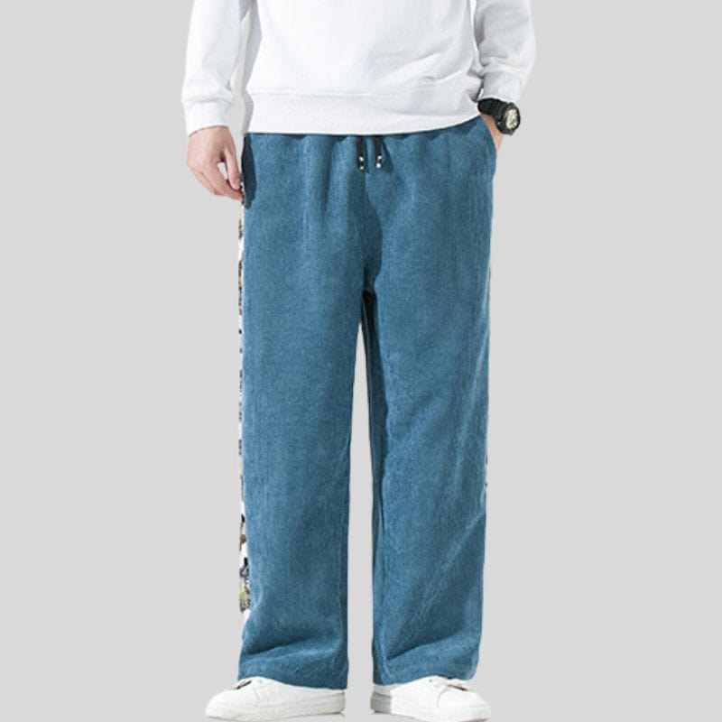 Pantalon Velour Homme Bleu