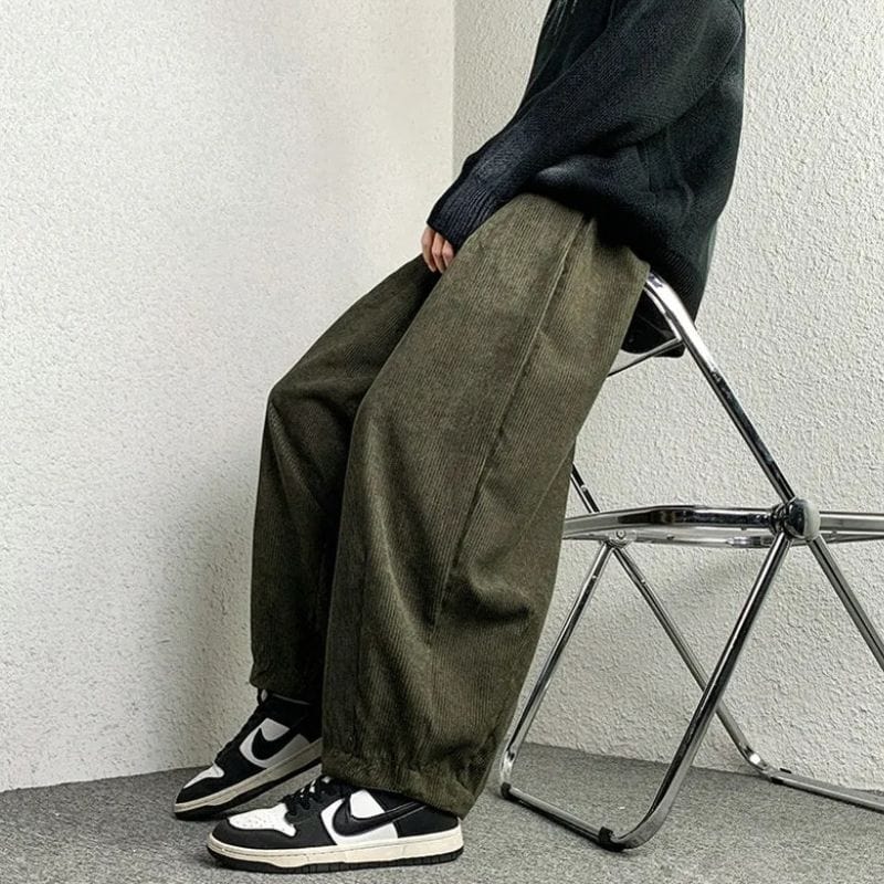 Pantalon Velour Vert Homme