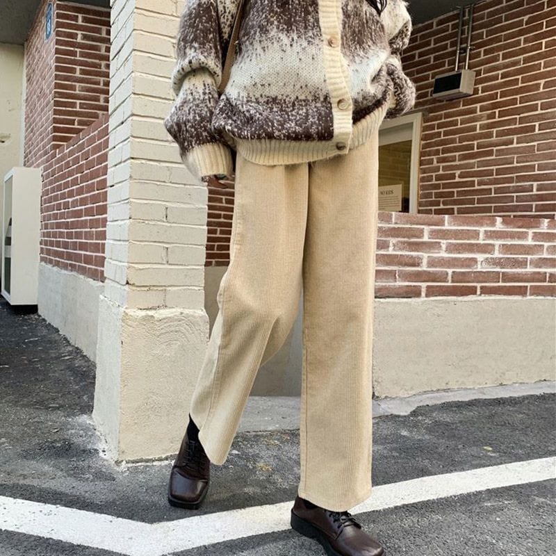 Pantalon Velours Beige Femme