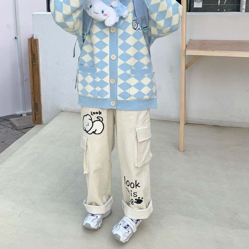 Pantalon Velours Blanc Cassé Femme