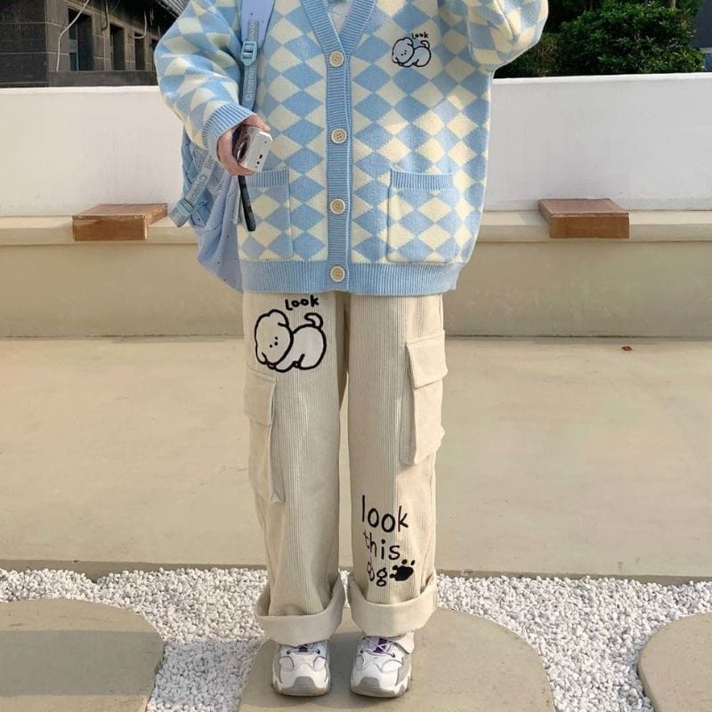 Pantalon Velours Blanc Cassé Femme