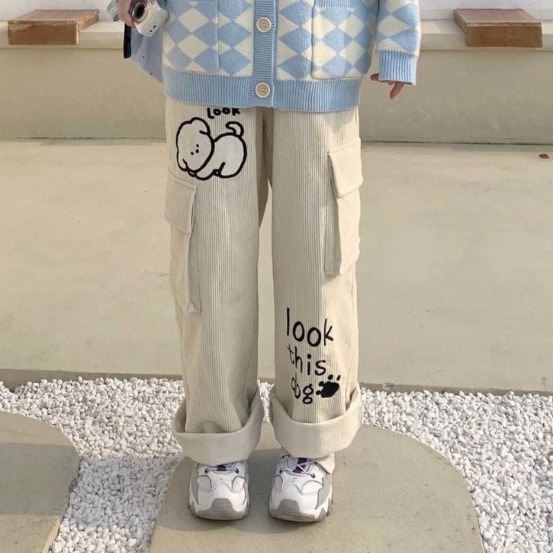 Pantalon Velours Blanc Cassé Femme